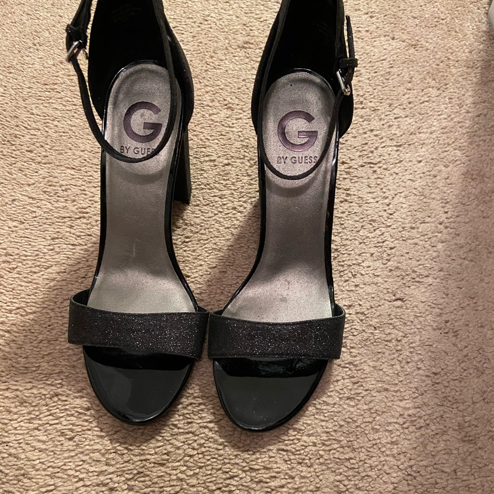 G by Guess Black Glitter Sandal